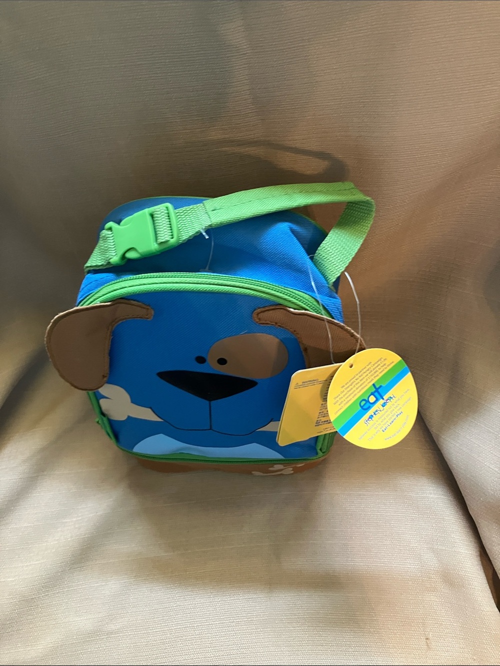 Stephen Joseph Blue Puppy Kids Lunch Bag with Green Trim - Picture 4 of 4
